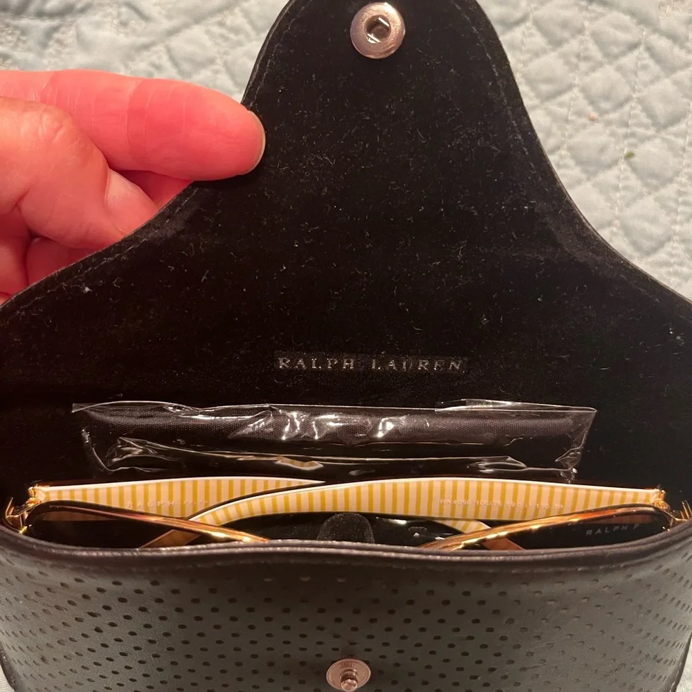Ralph Lauren Gold and Brown Aviator Sunglasses - Picture 3 of 5